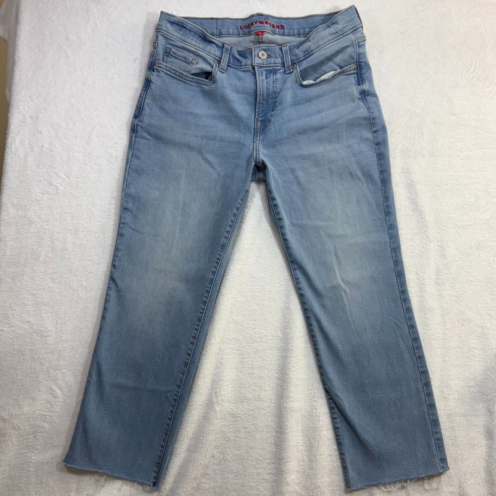 Lucky Brand 8/29 Jeans Light Wash Cropped Raw Hem Denim Casual‎